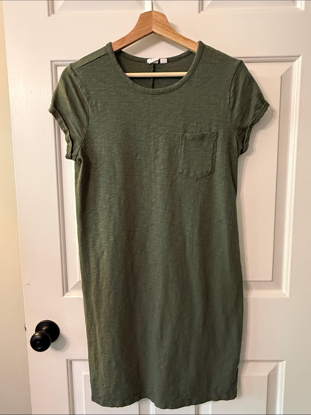 GAP Olive Green Short Sleeve Pocket Mini Dress